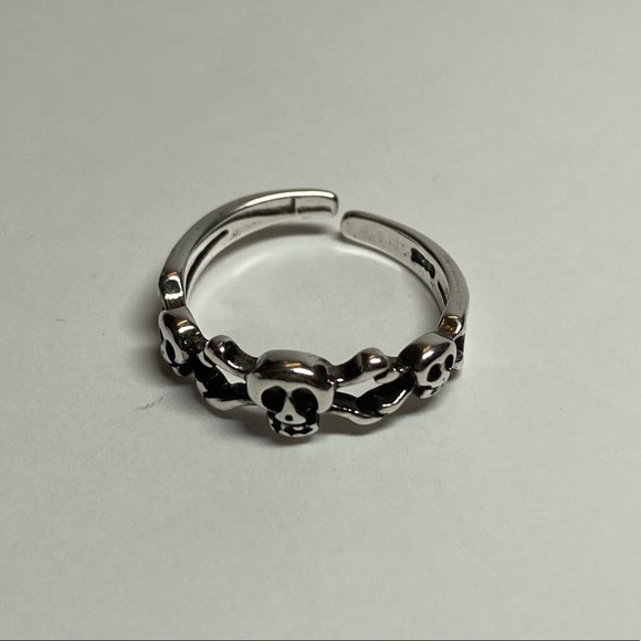 New adjustable sterling silver ring skeletonskull - Picture 8 of 8